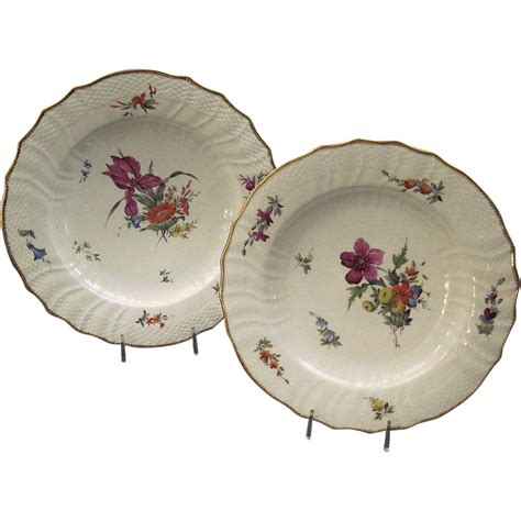 Antique Pair Royal Copenhagen Porcelain Plates With Hand Painted From