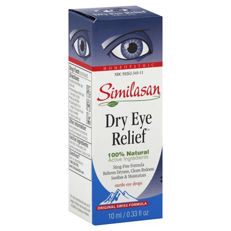 Some eye makeup can cause dry eyes or make it worse. Similasan Eye Drops, Sterile, Dry Eye Relief, 0.33 fl oz ...