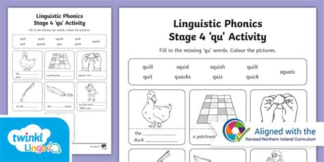 Linguistic Phonics Stage Qu Activity Sheet Twinkl