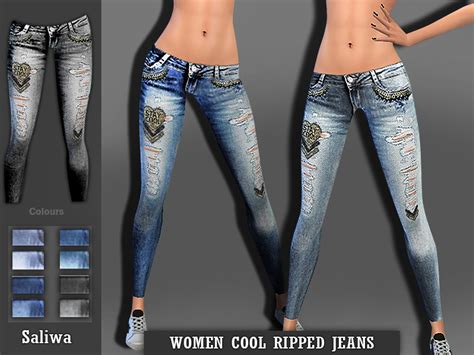 Sims 4 Ccs The Best Women Cool Ripped Jeans By Saliwa