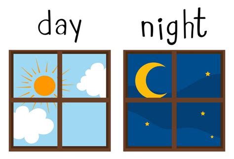Opposite Wordcard For Day And Night 448477 Vector Art At Vecteezy