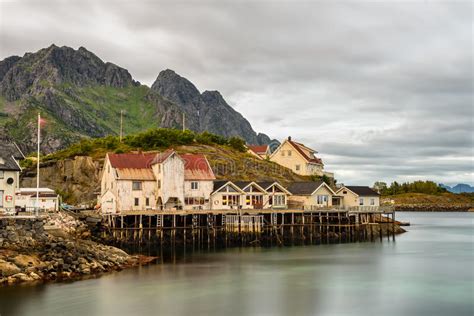 Henningsvaer Fishing Village In The Lofoten Archipelago Norwa Stock