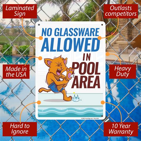 Pool Rules No Glass Allowed In Pool Area Sign Sku S2 4366