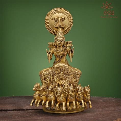 Sun Chariot Lord Surya With Chariot And 7 Horses 30cm Son God Home