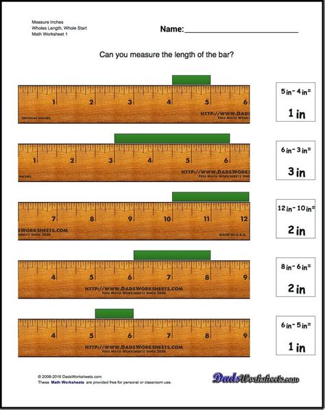 Reading A Ruler Inches Worksheet