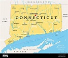 Connecticut, mapa político con la capital Hartford. Estado de ...