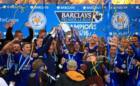 Leicester City Lift The Premier League Trophy After Storming To Success
