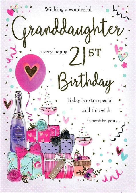 Wishing A Wonderful Granddaughter A Very Happy 21st Large Birthday Card