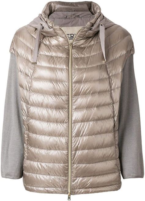 Herno Padded Contrast Sleeve Jacket Cropped Puffer Jacket Puffer Jackets Winter Jackets Grey