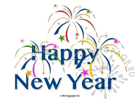 Clipart Happy New Year Coloring Page