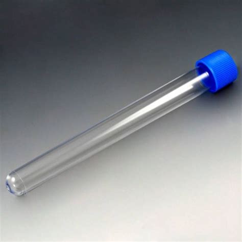 16x150mm Test Tube 20ml Ps Tube With Attached Blue Pe Screw Cap Globe