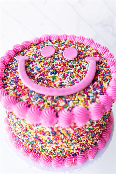 Smiley Face Sprinkle Cake Hapa Bakery
