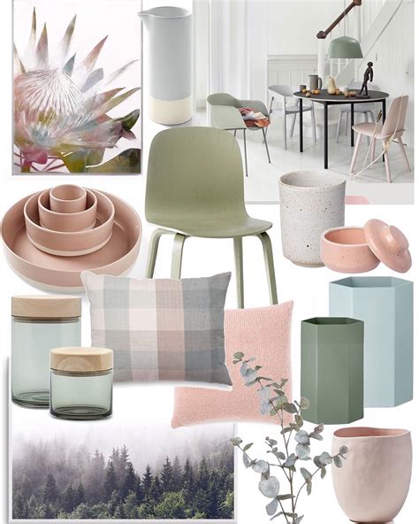 A Collage Of Pink Green And Grey Items Including Plates Cups Vases