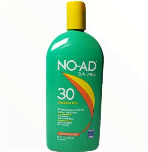 No Ad Sunscreen Spf 30 Paraben Free Sun Lotion 16 Oz Green Bottle Exp 2