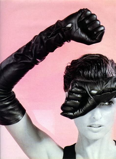 Primaetalvina Linda Evangelista Gloves Fashion Black Leather Gloves
