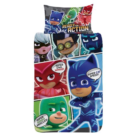 Disney Pj Masks Comic Reversible Panel Single Bed Duvet Quilt Cover