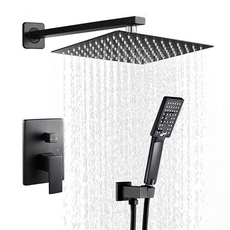 Buy Rovate Matte Black Shower Faucet Set Wall Bathroom Rain Mixer Shower Combo Set Shower