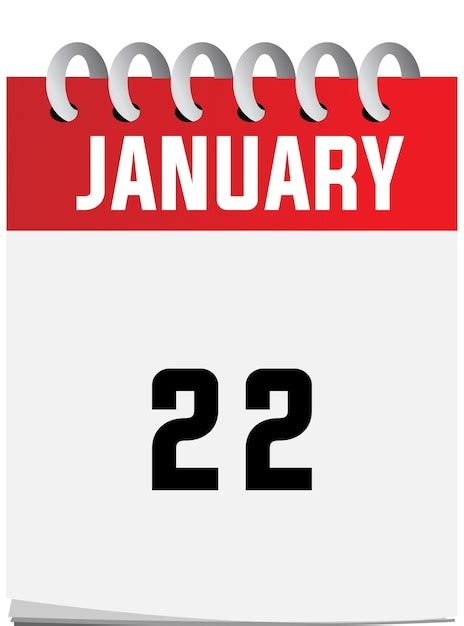 Premium Vector Flat Icon Calendar January 22 Isolated On White