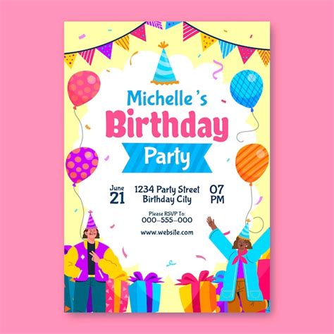 Free Vector Invitation Template For Birthday Party Celebration