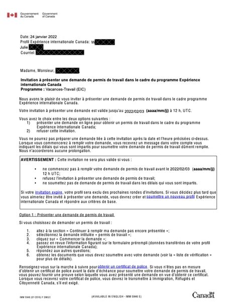 Mod Le De Lettre D Invitation Pour Visa Canada Onvacationswall Com
