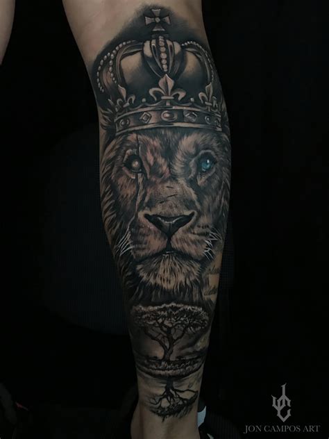 Tattoo Uploaded By Joncamposart Full Leg Lion Crown Tattoo Done By