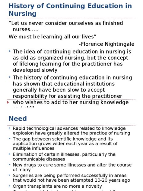 Continuing Education In Nursing Nursing Evaluation
