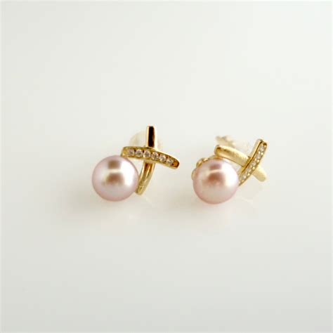 Pink Pearl Stud Earrings Real Pearl Pastel Earrings Small Etsy