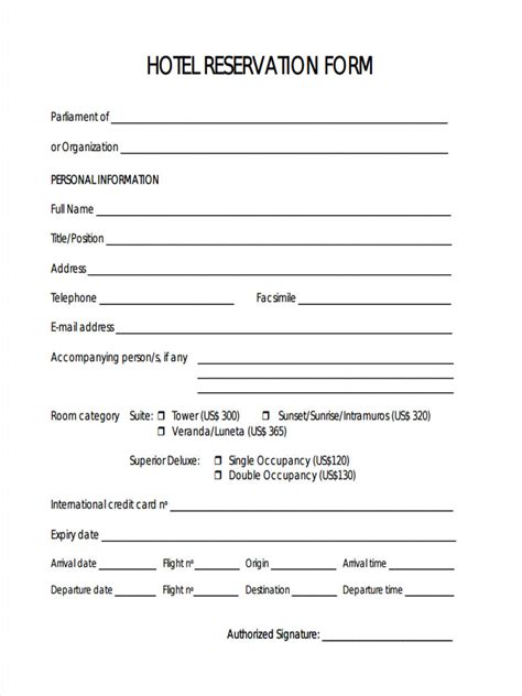 Free 22 Hotel Registration Forms In Pdf Ms Word