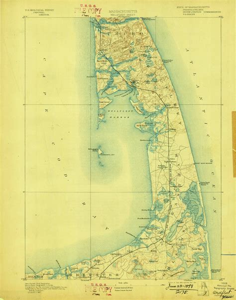 Wellfleet Massachusetts 1893 1898 Usgs Old Topo Map 15x15 Quad Old