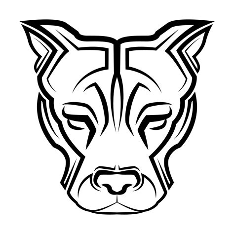 Black And White Line Art Of Pitbull Dog Head 3407630 Vector Art At Vecteezy