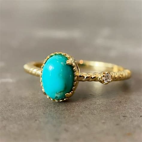 Turquoise Ring 14k Gold Turquoise Ring With 925 Silver