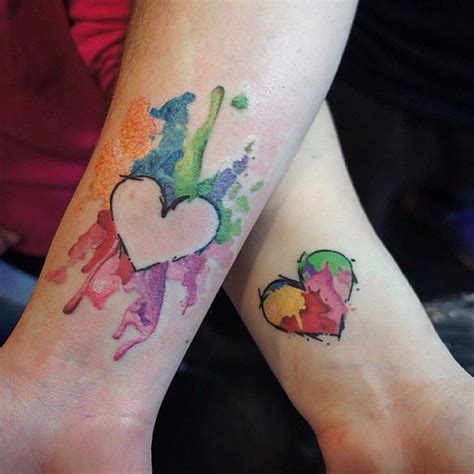 Watercolor Heart Puzzle Pieces 33 Matching Tattoos For Couples Who Are In It To Win It