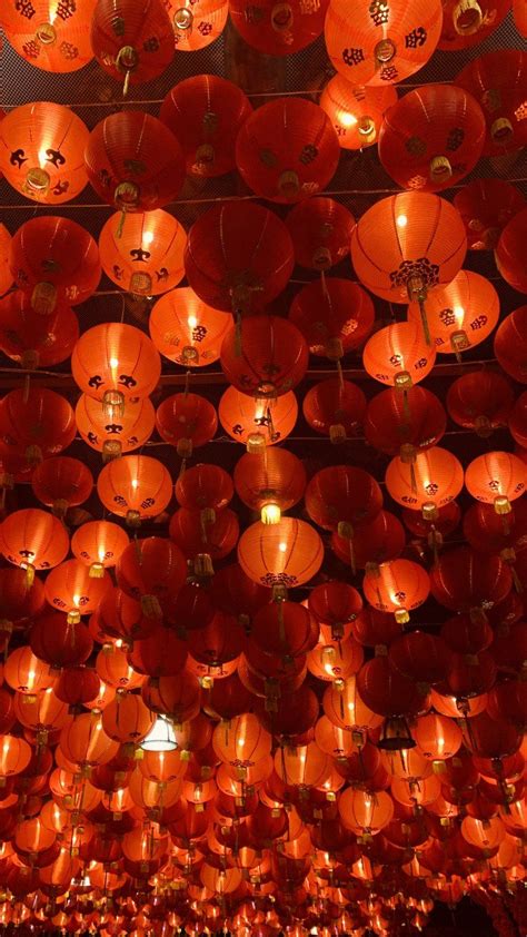 Lunar New Year Lanterns 9×16 Taken On Iphone Xr Orange Wallpaper