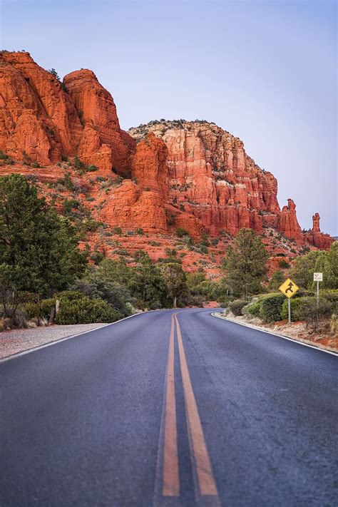 Hd Wallpaper Road Leading To Red Mountain Landscape Street Rock