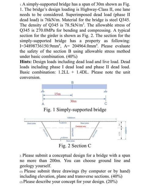 Solved 1 A Simply Supported Bridge Has A Span Of 30m Shown