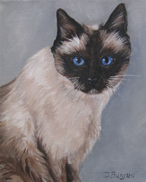 Art Helping Animals Siamese Cat Portrait Painting By Della Burgus
