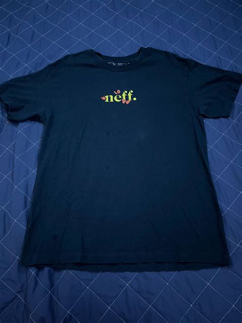 Neff Plain Dark Navy Blue Neff Yellow Logo With Butterflies Grailed