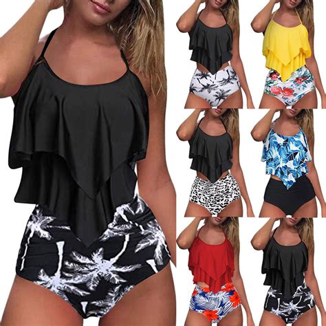 buy women s sexy high breast contrast gradient split bikini set one piece swimsuit at affordable