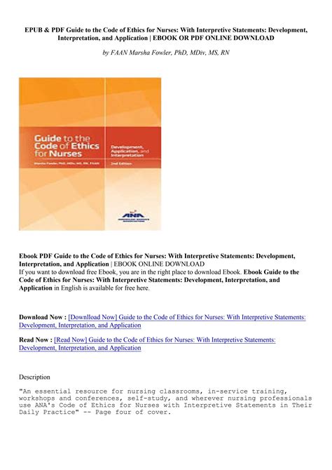 Read Pdf Guide To The Code Of Ethics For Nurses With Interpretive Statements Development
