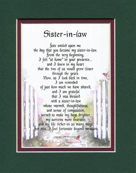 Sister In Law Poem Sister In Law Present Sister In Law T Sister In Law Birthday Best Sister