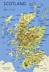 Grande detallado mapa de Escocia con relieve, carreteras, principales ...