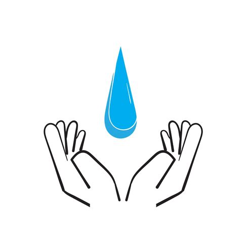 Hand Drawn Doodle Water Drop On Palm Hand Illustration Symbol For Save