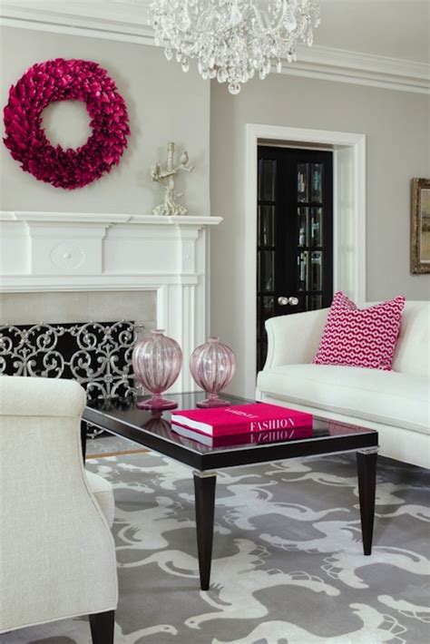 The right use of colours and its combinations dictates the success of the decoration and styling. Gray and Pink Living Room - Contemporary - living room - Benjamin Moore Revere Pewter - Martha O ...