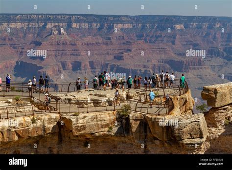 View Of Visitors On Mather Point With The Grand Canyon Behind South