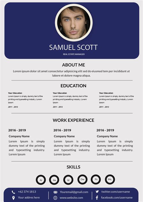 Free Resume Cv Template In Photoshop Psd Format For Graphic Web My