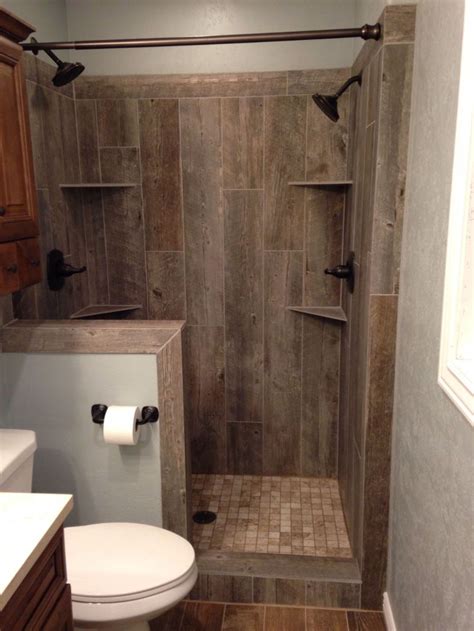 Need This Wood Tile Shower Bathroom Ideas Small Rustic In 2020