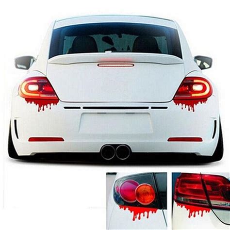 Car Red Blood Stickers Reflective Auto Decals Light Bumper Body Jdm
