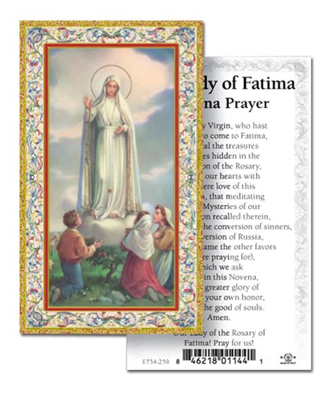 Our Lady Of Fatima Prayer Card Novena Box Of 100 Italy Fc