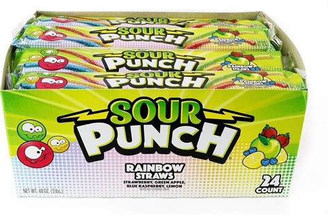 Sour Punch Rainbow Straws 2 Oz 24 Ct Amazonca Grocery