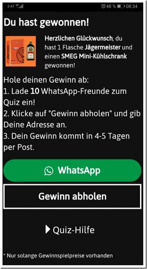 Schon seit 2019 kann man in whatsapp. WhatsApp Kettenbrief: Jägermeister-Gewinnspiel ist ein ...